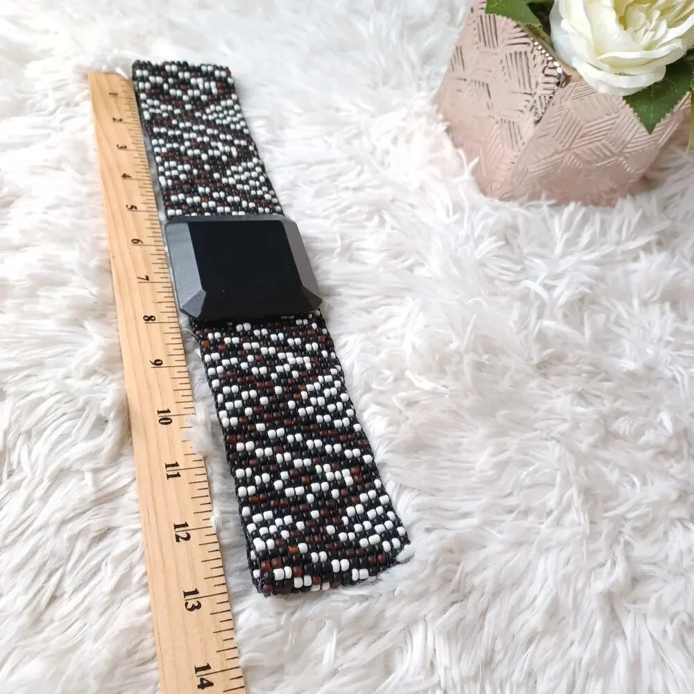 VTG Banana Republic Glass Beaded Stretch Belt bohemian, hippie-inspired design